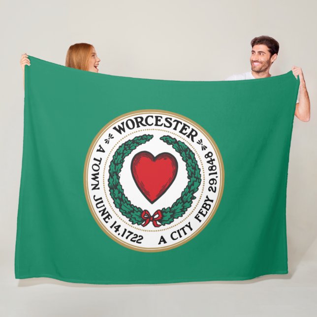 City Flag of Worcester (Massachusetts) Fleece Blanket (In Situ)