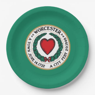 City Flag of Worcester (Massachusetts) Paper Plate