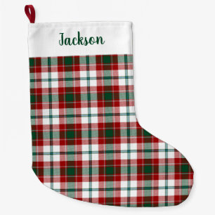 City Glasgow Tartan Plaid Green Maroon White Large Christmas Stocking