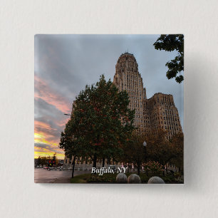 City Hall and Sunset 15 Cm Square Badge