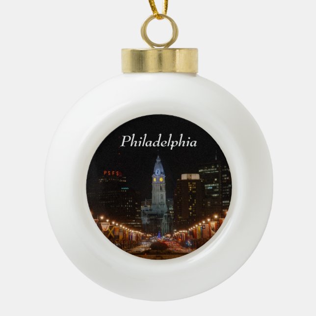 City Hall Ceramic Ball Christmas Ornament (Front)