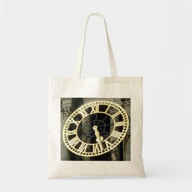 City Hall Clock. Cardiff, Wales, UK Tote Bag (Front)