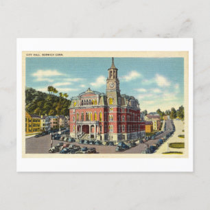 City Hall in Norwich, Connecticut, Vintage Travel Postcard
