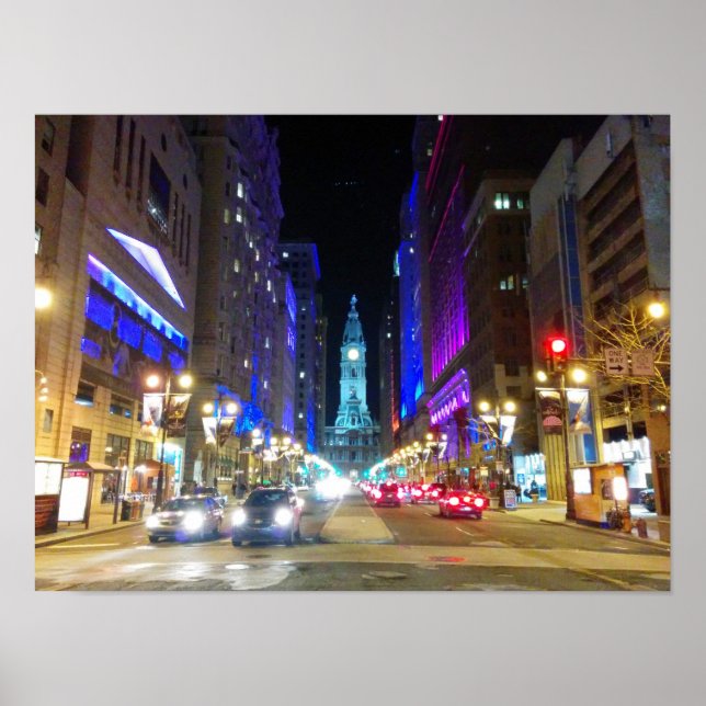 City Hall in Philadelphia During the Night Poster (Front)