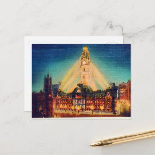 City Hall night picture Holiday Postcard