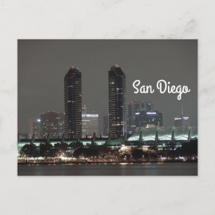 City Harbour Night San Diego Convention Centre Postcard
