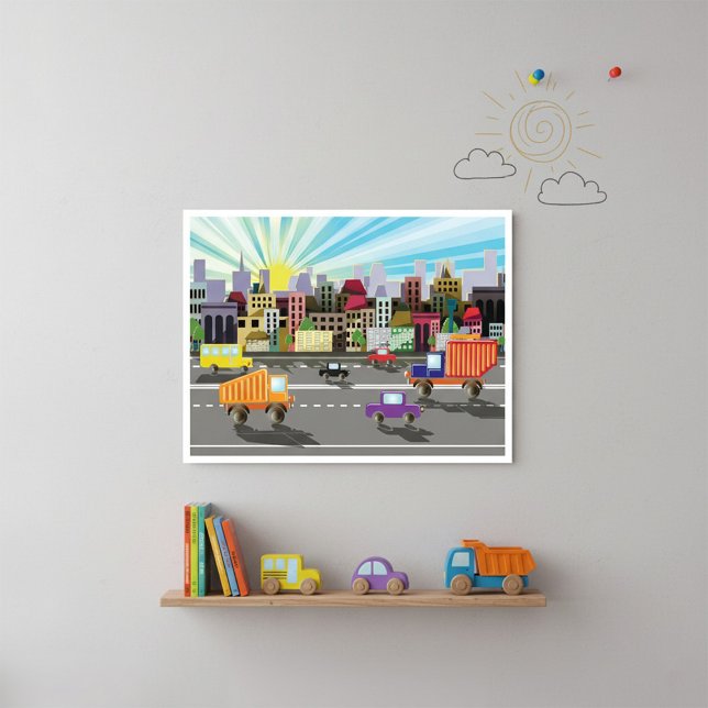City Highway Cityscape And Traffic Poster (Creator Uploaded)