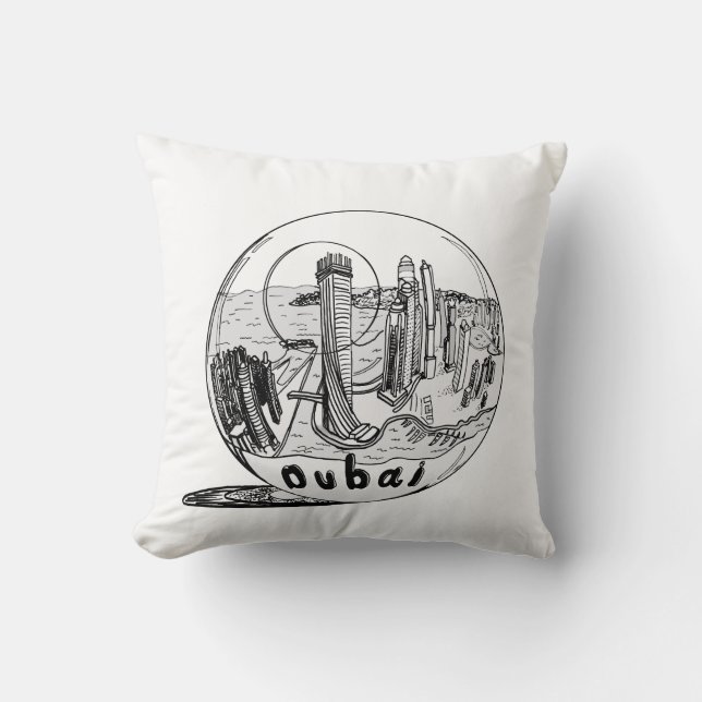city in a glass bowl cushion (Front)