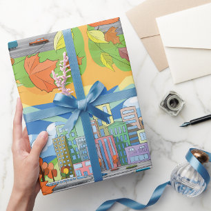 City In Autumn Wrapping Paper