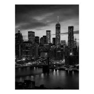 City in Contrast A Black and White Urban Skyline Poster