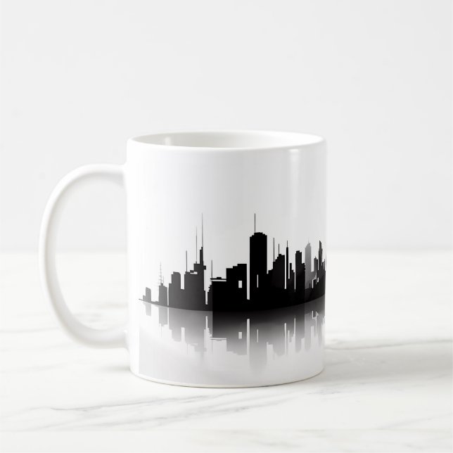 City In Silhouette Style Coffee Mug (Left)