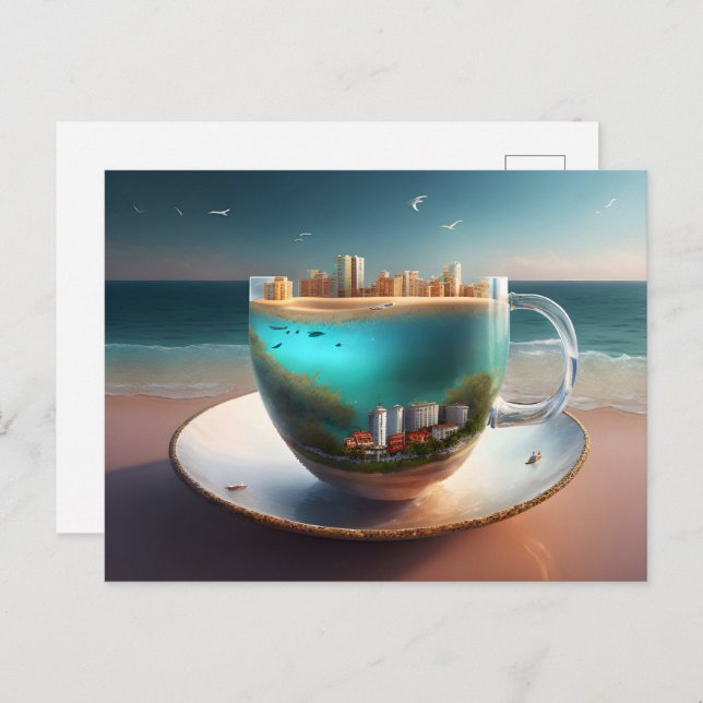 City in the cup, Postcrossing Postcard (Front/Back)