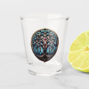 City in the shadow of the luxurious tree of life. shot glass