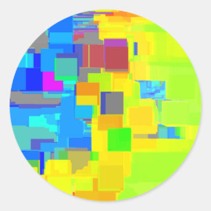 "City in the Sky"  Geometric Art Classic Round Sticker