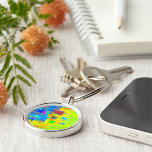 "City in the Sky" Geometric Art Key Ring