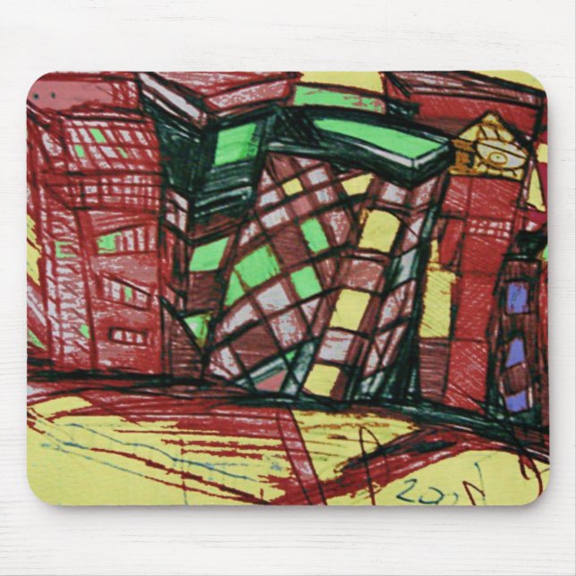 CITY ISLAND red Mouse Pad (Front)