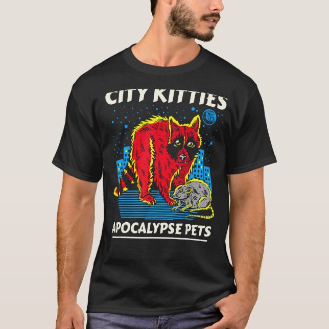 City Kitties Apocalypse Pets Racoon Opossum Class T-Shirt (Front)