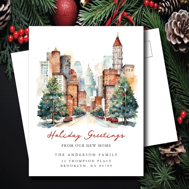 City Life City Christmas New Address Announcement Postcard (Creator Uploaded)