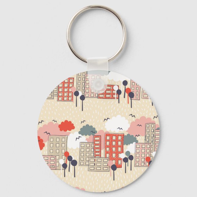 City Life: Seamless Pattern Key Ring (Front)