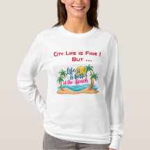 City Life Vs Beach Life Black T-Shirt 