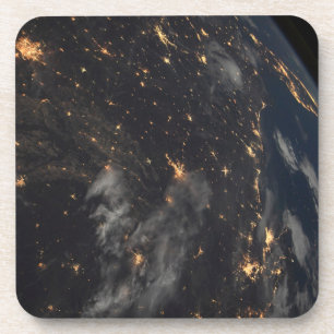 City Lights At Night On Planet Earth Coaster