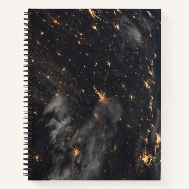 City Lights At Night On Planet Earth Notebook (Front)
