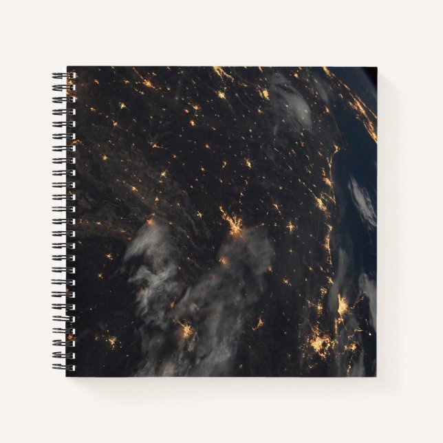 City Lights At Night On Planet Earth Notebook (Front)