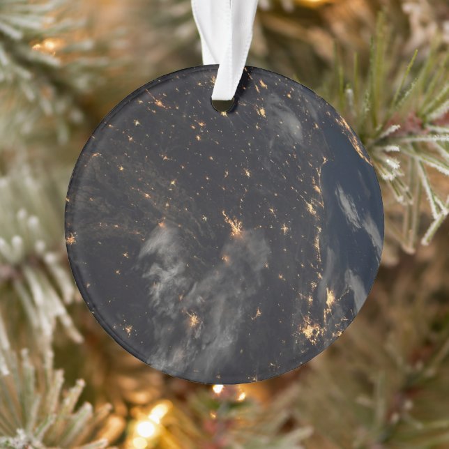 City Lights At Night On Planet Earth Ornament (Tree)