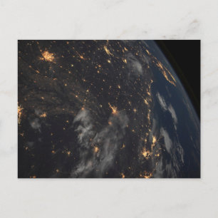 City Lights At Night On Planet Earth Postcard