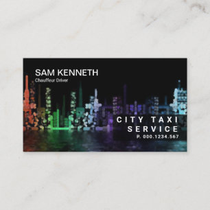 City Lights Bokeh Night Shift Taxi Driver Business Card