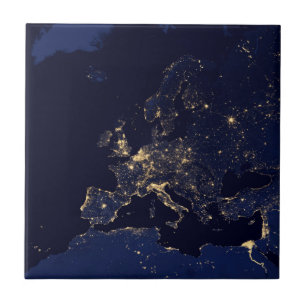 City Lights In Several European And Nordic Cities. Ceramic Tile