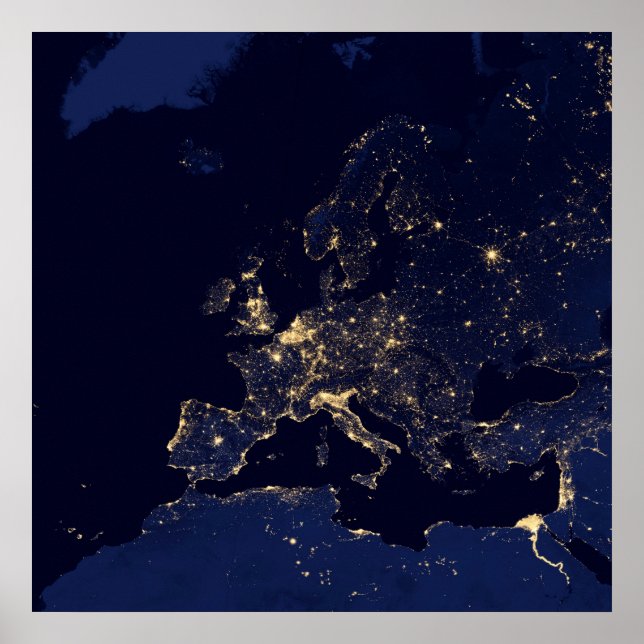 City Lights In Several European And Nordic Cities. Poster (Front)