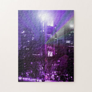 City lights of Frankfurt am Main - purple   Jigsaw Puzzle