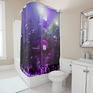 City lights of Frankfurt am Main - purple Shower Curtain