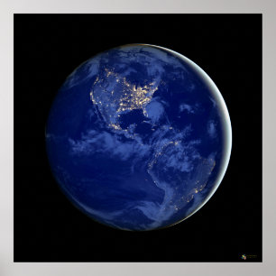 City Lights of the Americas Satellite Poster