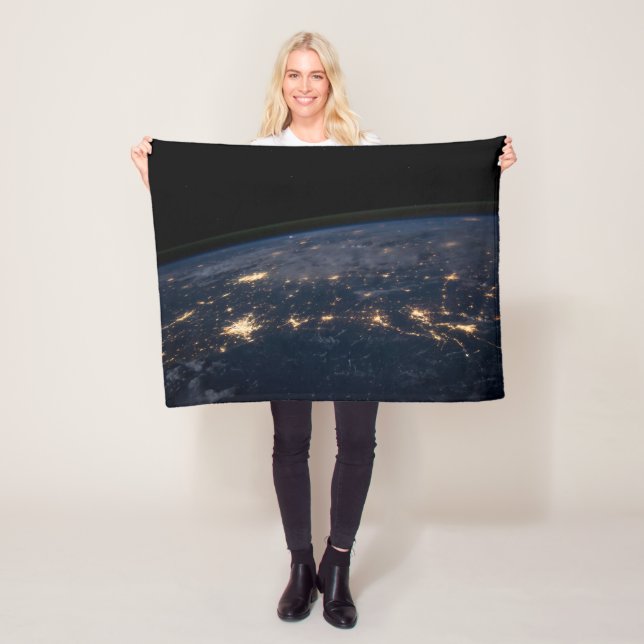 City Lights Of The Southern United States. Fleece Blanket (In Situ)