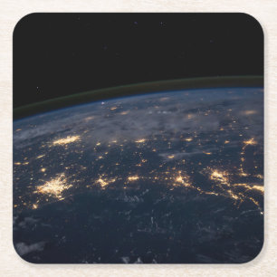 City Lights Of The Southern United States. Square Paper Coaster