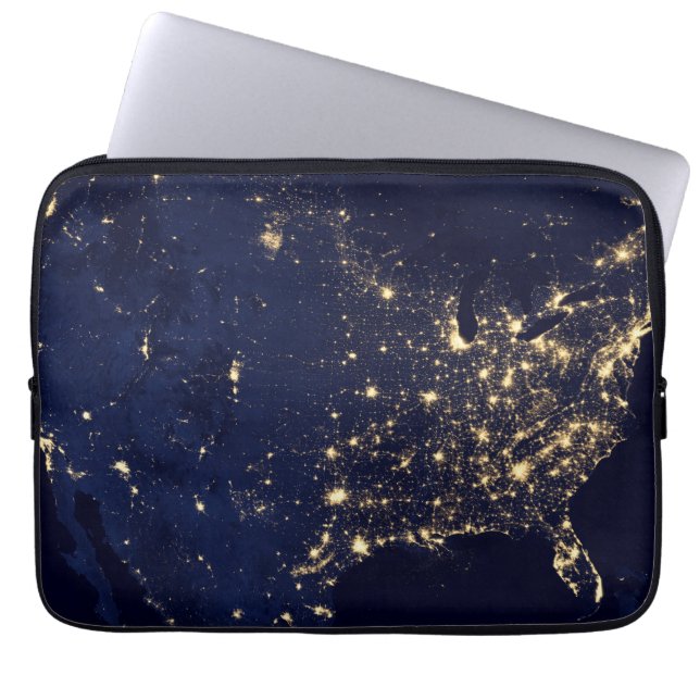 City Lights Of The United States At Night. Laptop Sleeve (Front)
