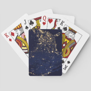 City Lights Of The United States At Night. Playing Cards