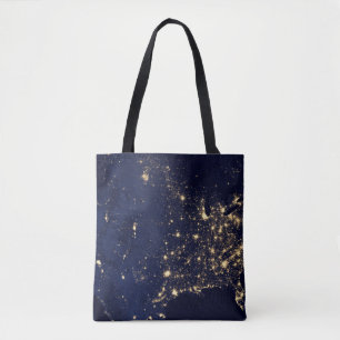 City Lights Of The United States At Night. Tote Bag