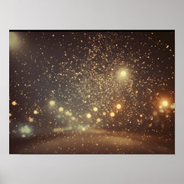 City lights on a rainy night poster