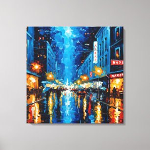 City Lights, Rainy Nights Canvas Print