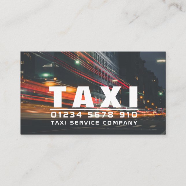 City Lights, Taxi Cab Firm, Price List Business Card (Front)