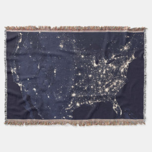 City Lights United States From Space Throw Blanket