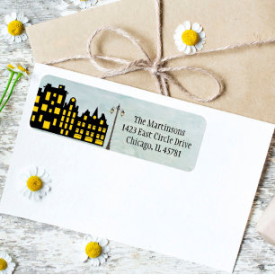 City Living Apartment Houses Return Address  Label