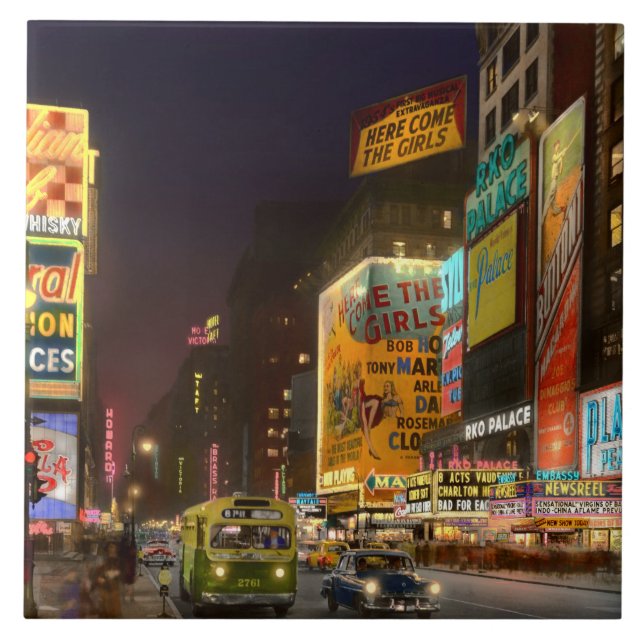 City - Manhattan, NY - Here comes the girls 1953 Ceramic Tile (Front)