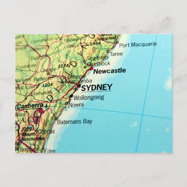 City Map of Sydney in Australia Postcard (Front)