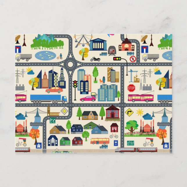 City Map Pattern Postcard (Front)