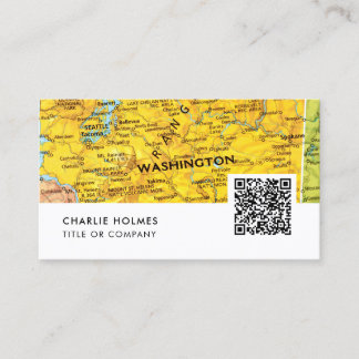City Map Travel Agency Business Card | QR Code
