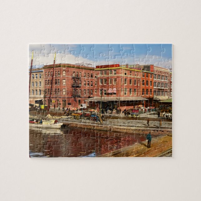 City - MD - Pratt St - The business district 1906 Jigsaw Puzzle (Horizontal)